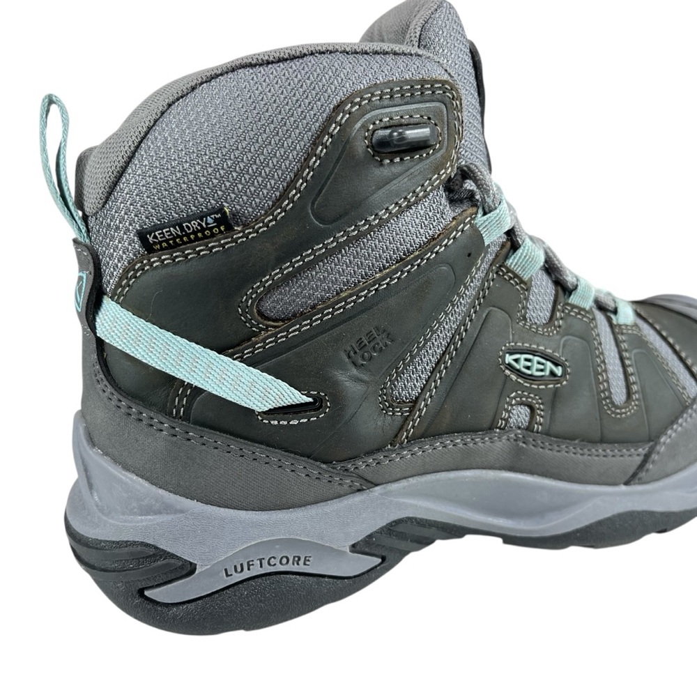 Keen Women’s 6 Gray Teal Waterproof Hiking Boots - Picture 8 of 10